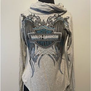 Ladies large Harley Davidson long sleeve bling shirt